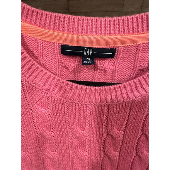 GAP Pink Cable Knit Sweater Women’s Medium | Crewneck Pullover Angora - Picture 6 of 7
